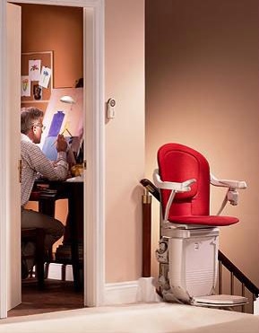 Residential stair lift near Syracuse NY from Syracuse Elevator image of residential stairway lift