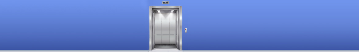 Single Open Elevator Blue Wall