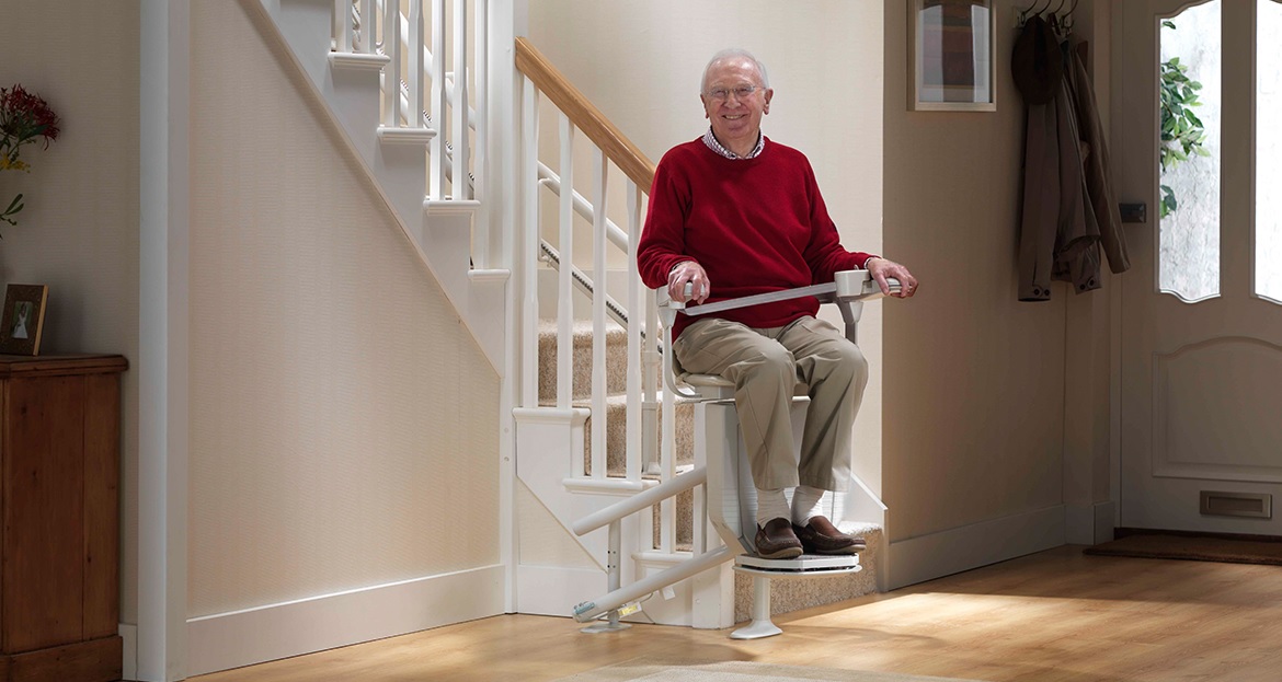 long term care planning Stair Chair Image Of Elderly Man Sitting In Chair Lift From Syracuse Elevator Company
