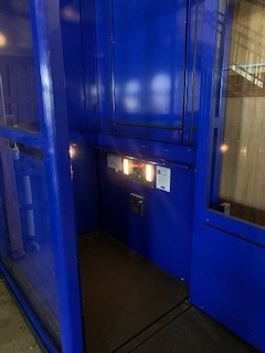 Wheelchair Lifts Near Syracuse NY Full Door Open on Blue Wheelchair Lift Image