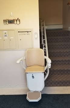 Stair Lift Wheelchair Near Syracuse Ny Image Of Curved Stair Lift In Apartment Complex From Syracuse Elevator Company